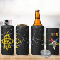 OES Order Of The Eastern Star 4 in 1 Can Cooler Tumbler Five Pointed Star Emblem On Black Marble Texture