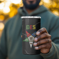 OES Order Of The Eastern Star 4 in 1 Can Cooler Tumbler Five Pointed Star Emblem On Black Marble Texture