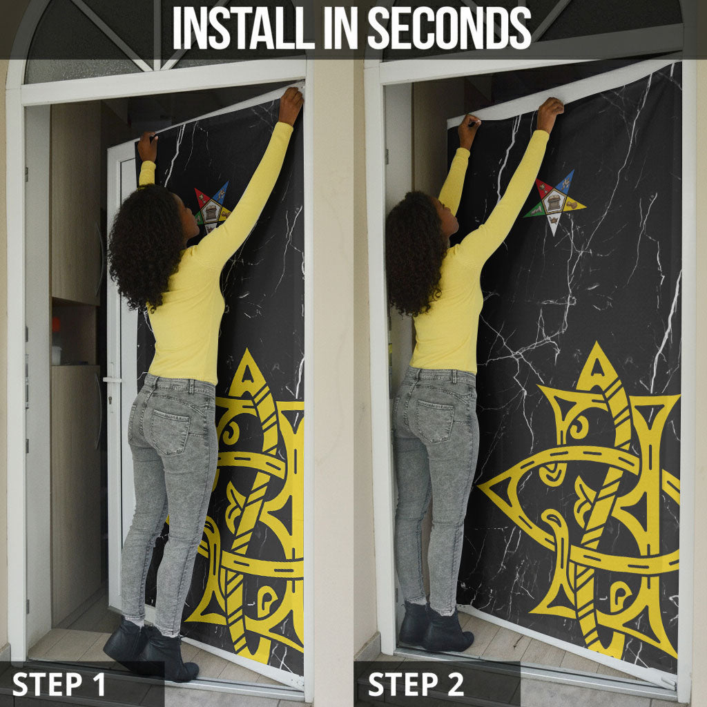 OES Order Of The Eastern Star Door Cover Five Pointed Star Emblem On Black Marble Texture