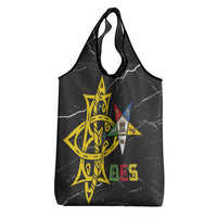 OES Order Of The Eastern Star Grocery Bag Five Pointed Star Emblem On Black Marble Texture