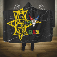 OES Order Of The Eastern Star Hooded Blanket Five Pointed Star Emblem On Black Marble Texture