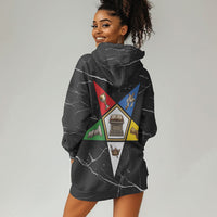 OES Order Of The Eastern Star Hoodie Dress Five Pointed Star Emblem On Black Marble Texture