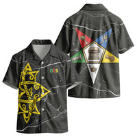 OES Order Of The Eastern Star Kid Hawaiian Shirt Five Pointed Star Emblem On Black Marble Texture