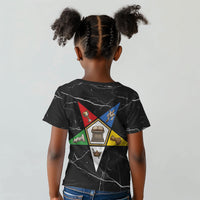 OES Order Of The Eastern Star Kid T shirt Five Pointed Star Emblem On Black Marble Texture