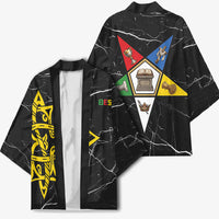 OES Order Of The Eastern Star Kimono Five Pointed Star Emblem On Black Marble Texture