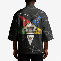 OES Order Of The Eastern Star Kimono Five Pointed Star Emblem On Black Marble Texture
