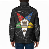 OES Order Of The Eastern Star Padded Jacket Five Pointed Star Emblem On Black Marble Texture
