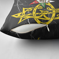 OES Order Of The Eastern Star Pillow Cover Five Pointed Star Emblem On Black Marble Texture