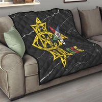 OES Order Of The Eastern Star Quilt Five Pointed Star Emblem On Black Marble Texture