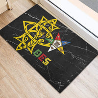 OES Order Of The Eastern Star Rubber Doormat Five Pointed Star Emblem On Black Marble Texture