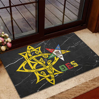 OES Order Of The Eastern Star Rubber Doormat Five Pointed Star Emblem On Black Marble Texture
