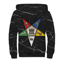 OES Order Of The Eastern Star Sherpa Hoodie Five Pointed Star Emblem On Black Marble Texture