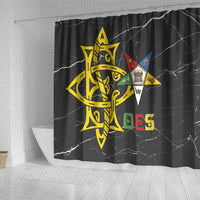 OES Order Of The Eastern Star Shower Curtain Five Pointed Star Emblem On Black Marble Texture