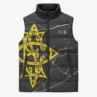 OES Order Of The Eastern Star Sleeveless Puffer Jacket Five Pointed Star Emblem On Black Marble Texture