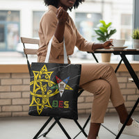 OES Order Of The Eastern Star Tote Bag Five Pointed Star Emblem On Black Marble Texture