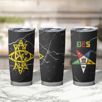 OES Order Of The Eastern Star Tumbler Cup Five Pointed Star Emblem On Black Marble Texture
