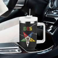 OES Order Of The Eastern Star Tumbler With Handle Five Pointed Star Emblem On Black Marble Texture