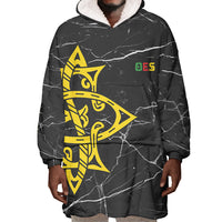 OES Order Of The Eastern Star Wearable Blanket Hoodie Five Pointed Star Emblem On Black Marble Texture