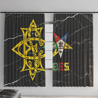 OES Order Of The Eastern Star Window Curtain Five Pointed Star Emblem On Black Marble Texture