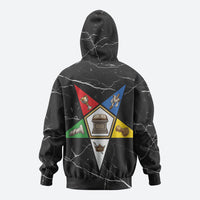 OES Order Of The Eastern Star Zip Hoodie Five Pointed Star Emblem On Black Marble Texture