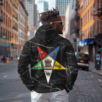 OES Order Of The Eastern Star Zip Hoodie Five Pointed Star Emblem On Black Marble Texture