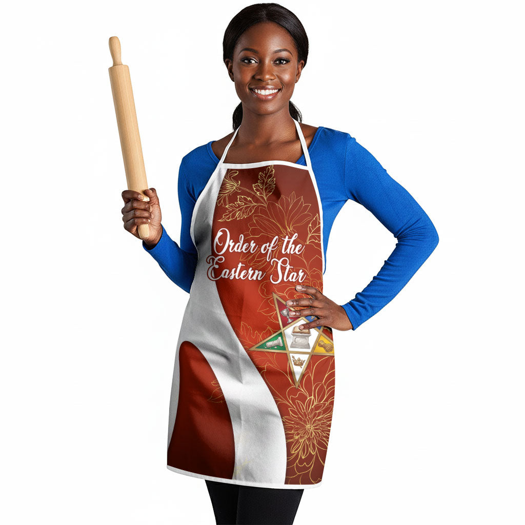 OES Order Of The Eastern Star Apron Five Pointed Star Emblem With Gold Floral Art
