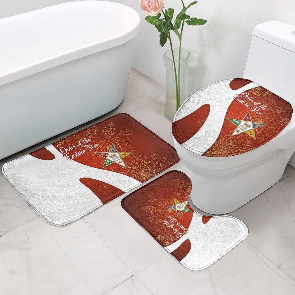 OES Order Of The Eastern Star Bathroom Set Five Pointed Star Emblem With Gold Floral Art