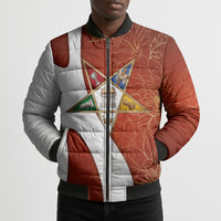 OES Order Of The Eastern Star Bomber Puffer Jacket Five Pointed Star Emblem With Gold Floral Art