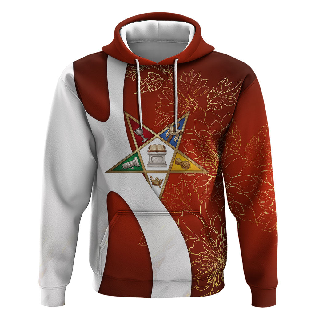 OES Order Of The Eastern Star Hoodie Five Pointed Star Emblem With Gold Floral Art