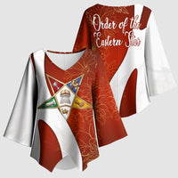 OES Order Of The Eastern Star Kimono Sleeve Blouse Five Pointed Star Emblem With Gold Floral Art