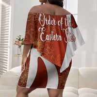 OES Order Of The Eastern Star Off Shoulder Short Dress Five Pointed Star Emblem With Gold Floral Art