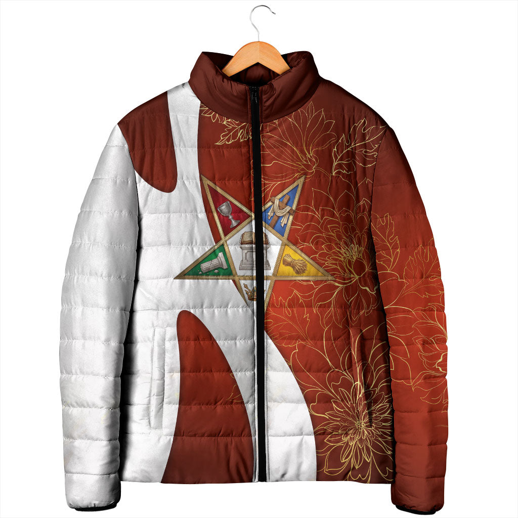 OES Order Of The Eastern Star Padded Jacket Five Pointed Star Emblem With Gold Floral Art