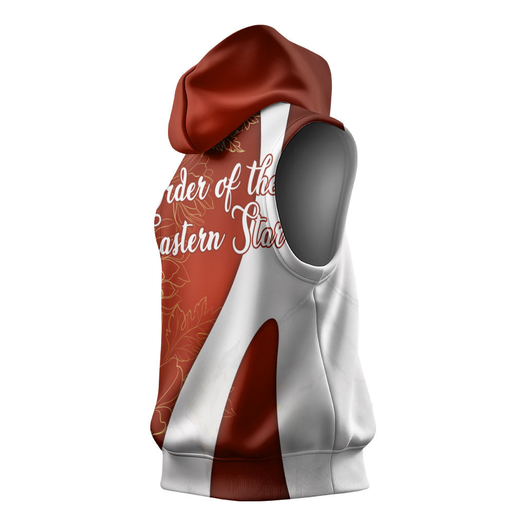OES Order Of The Eastern Star Sleeveless Hoodie Five Pointed Star Emblem With Gold Floral Art