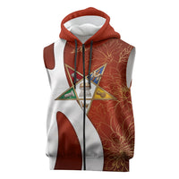 OES Order Of The Eastern Star Sleeveless Zip Hoodie Five Pointed Star Emblem With Gold Floral Art