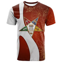 OES Order Of The Eastern Star T shirt Five Pointed Star Emblem With Gold Floral Art