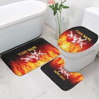 Bowling Ball and Pins Design Bathroom Set with Flame Background and Custom Team Name Text - Wonder Print Shop