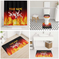 Bowling Ball and Pins Design Bathroom Set with Flame Background and Custom Team Name Text - Wonder Print Shop