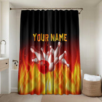 Bowling Ball and Pins Design Bathroom Set with Flame Background and Custom Team Name Text - Wonder Print Shop