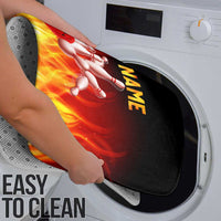 Bowling Ball and Pins Design Bathroom Set with Flame Background and Custom Team Name Text - Wonder Print Shop