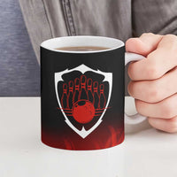 Bowling Ball and Pins Design Ceramic Mug with Flame Background and Custom Team Name Text - Wonder Print Shop