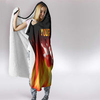 Bowling Ball and Pins Design Hooded Blanket with Flame Background and Custom Team Name Text - Wonder Print Shop
