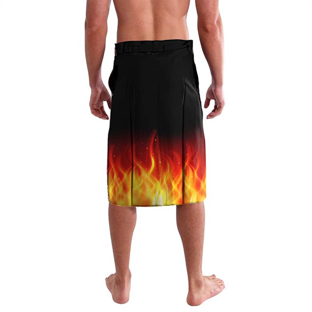 Bowling Ball and Pins Design Lavalava with Flame Background and Custom Team Name Text - Wonder Print Shop