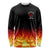 Bowling Ball and Pins Design Long Sleeve Shirt with Flame Background and Custom Team Name Text - Wonder Print Shop
