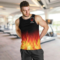 Bowling Ball and Pins Design Men Tank Top with Flame Background and Custom Team Name Text - Wonder Print Shop