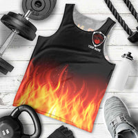 Bowling Ball and Pins Design Men Tank Top with Flame Background and Custom Team Name Text - Wonder Print Shop