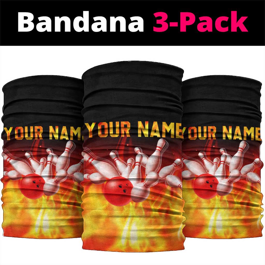 Bowling Ball and Pins Design Neck Gaiter with Flame Background TS04