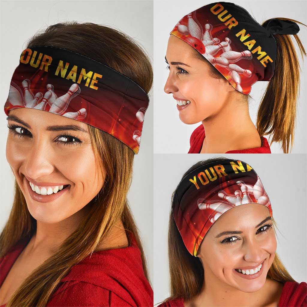 Bowling Ball and Pins Design Neck Gaiter with Flame Background TS04