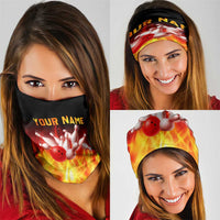 Bowling Ball and Pins Design Neck Gaiter with Flame Background TS04