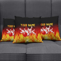 Bowling Ball and Pins Design Pillow Cover with Flame Background and Custom Team Name Text - Wonder Print Shop