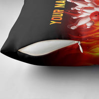 Bowling Ball and Pins Design Pillow Cover with Flame Background and Custom Team Name Text - Wonder Print Shop